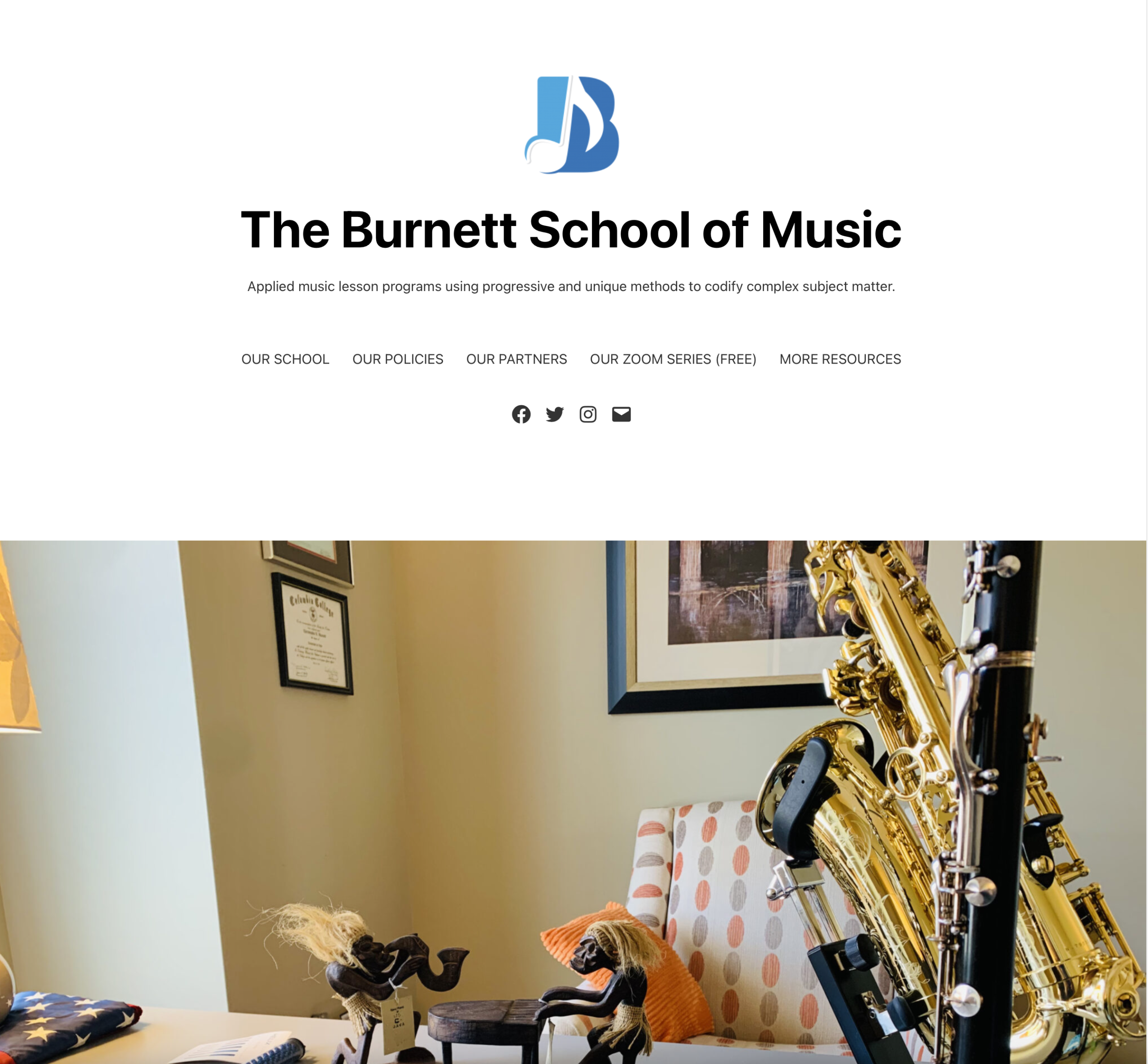 THE BURNETT SCHOOL OF MUSIC website screenshot photo